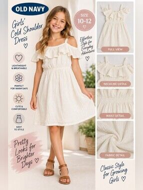 Old navy girls 10-12 white cold shoulder dress #07